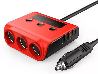 3 Way 12V 24V Multi Socket Car Cigarette Lighter Splitter USB Charger Adapter UK • £10.95