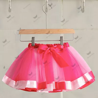 Kids Girls Baby Tutu Skirt Rainbow Fancy Skirts Tulle Dress Up Party 1 To 8 Year • £4.99