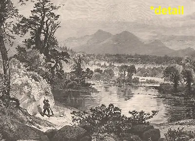 Hudson River Sch Thomas Moran Orig Engrv 1870s MISSISQUOI AT SHELDON SPRINGS • $34.99