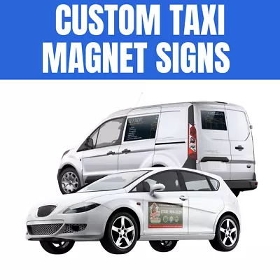 2 X Cab Taxi  Magnetic Signs Full Colour  Car Van SUV Vehicle Removable • £12.47