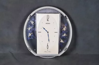 Seiko QXM158SRH Melodies In Motion Crystal Pendulums Wall Clock Silver & Blue • $64.95