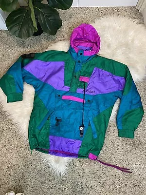 Vintage 80-90s Nevica Ski Jacket Mens Size XS Colorblock Neon Survival Reco Coat • $115
