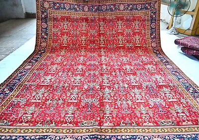 Vintage Floral Caucasian Area Rug 10x13 Ft Red Hand Knotted Oriental Wool Carpet • $2349.50