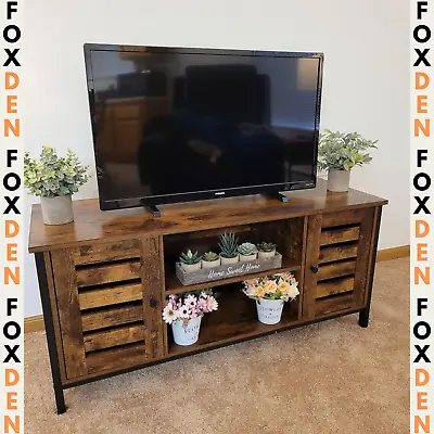Industrial TV Stand Wood Storage Cabinet Console Table Media Entertainment Unit • £94.97