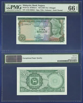 Malaysia 5 Ringgit 1967 Pmg Gem Unc 66 Epq • $500