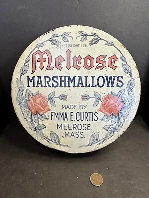 Vintage Melrose Marshmallows Tin Emma E. Curtis Melrose MA 1 Pound • $125