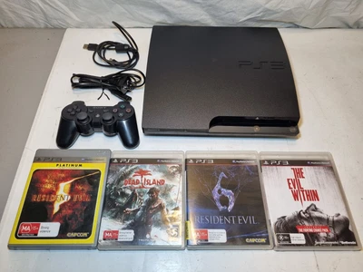 $125 • Buy PS3 Sony Playstation 3 Console Slim Black  250 GB + Controller + 4 Games Bundle