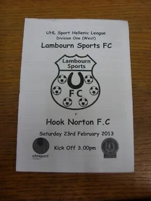 23/02/2013 Lambourn Sports V Hook Norton  . UK ORDERS ALL INCLUDE FREE ROYAL MAI • £3.99