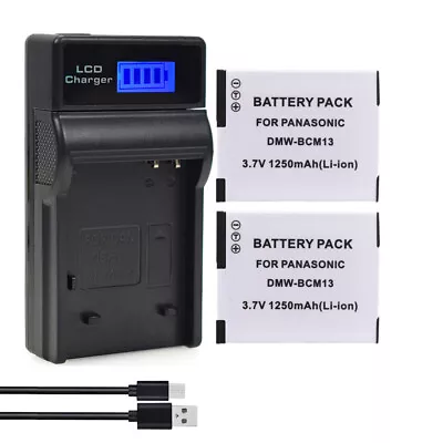 2 DMW-BCM13 Battery+LCD Charger For Panasonic Lumix DMC-TZ37 TZ57 TZ60 TZ61 TZ70 • $28.59