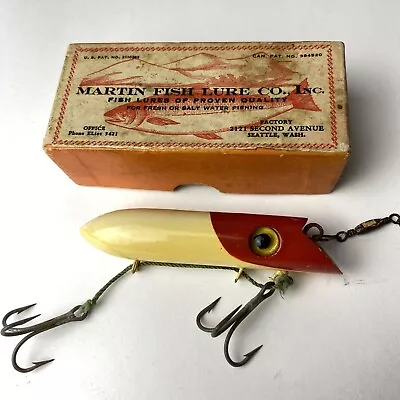 Vintage Wood Martin  Salmon Plug #4  Fishing Lure W/ Rare Box • $56.75