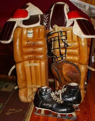 Vintage Hockey Goalie Equipment Set Mask Pads Glove Skates Signed Gerry Cheevers • $1199.99