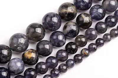 Genuine Natural Iolite Beads Grade A Round Loose Beads 4-5/6/8-9/12-13MM • $4.99