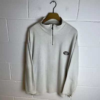 £14.95 • Buy Vintage Reebok Sweatshirt Mens Large Beige 90s Pullover Retro Quarter Zip Jumper