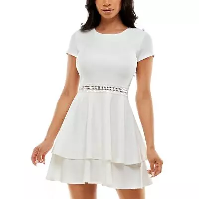 B. Darlin Womens White Tiered Short Summer Mini Dress Juniors 13/14 BHFO 2614 • $19