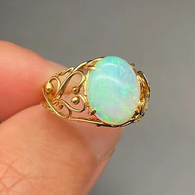 Vintage 14K Opal Yellow Gold Ring Size 6.25 • $685