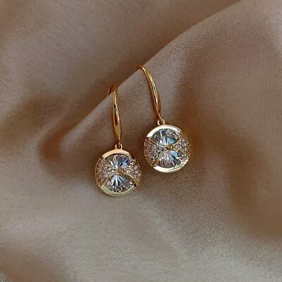 Elegant Women Round Crystal Zircon Drop Dangle Earrings Stud Party Jewelry Gift • $2.40