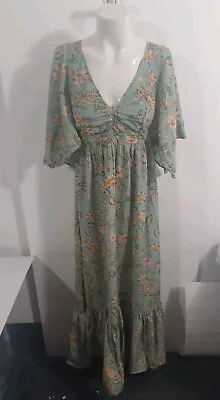 Tigerlily Green Floral Maxi Dress Sz 10 • $39