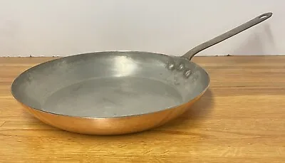 Vtg Lamalle NYC 12” Copper Tin Lined Sauté/Fry Pan Brass Handle Made In France • $165.50