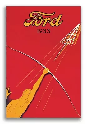 Ford 1933 V8 Vintage Style Automobile Advertising Poster - 24x36 • $24.95