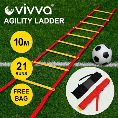 10M Agility Speed Sport Trainning Ladder Soccer Fitness Boxing 21 Rungs&Bag Gym • $20.95