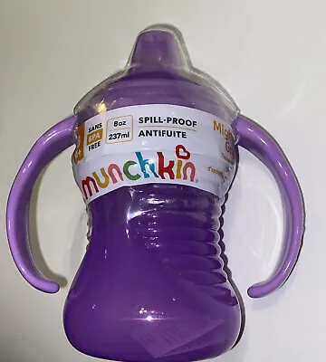 Munchkin Mighty Grip Trainer Sippy Cup 8 Oz 6m+ W/Handles Purple  New Sealed • $8