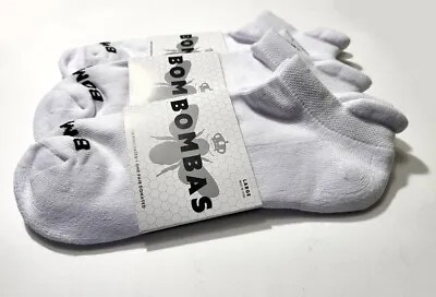 3-Pack Bombas Solids Ankle Socks - WHITE - Men's Large - Free Shipping • $22.15