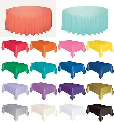 £3.99 • Buy Plastic Table Cover Cloth Wipe Clean Party Tablecovers Cloths Round Or Rectangle