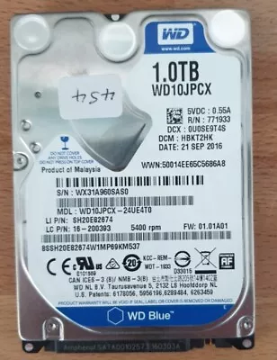 £12 • Buy 1.0TB WD10JPCX 1000GB SATA 5400 Rpm HDD Laptop PC Hard Drive - XBOX PS4 MAC