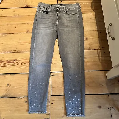Seven For All Mankind Ladies Stonewashed Grey Jeans Silver Detail Size 30 • £7