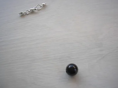  Single Black Onyx Ball Floating Illusion Necklace Gemstone On Transparent Cord • £10.99