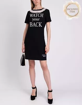 RRP€550 BOUTIQUE MOSCHINO Mini T-Shirt Dress IT40 US4 UK8 S 'WATCH Your BACK' • $14.31