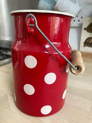 Emalia Olkusz Red Enamel Vintage Style Milk Churn Pail Storage Container Jar • £9.50