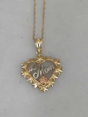 Gorgeous 10K White/Rose/Yellow Gold #1 MOM Mother's Day Pendant/Charm Necklace  • $125