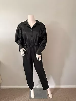 80s Vintage Leather Look Jumpsuit Size UK 14 • £60