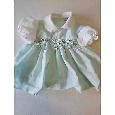 Vintage Cradle Togs Baby Gils Sz 3M Smocked Spring Dress Light Blue Easter • $14.40