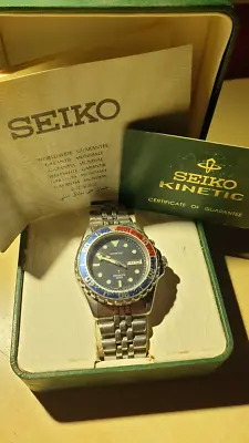 $500 • Buy Rare Vintage Seiko 5M43-0A40 Pepsi Bezel Kinetic Sports Watch 96'- 200m