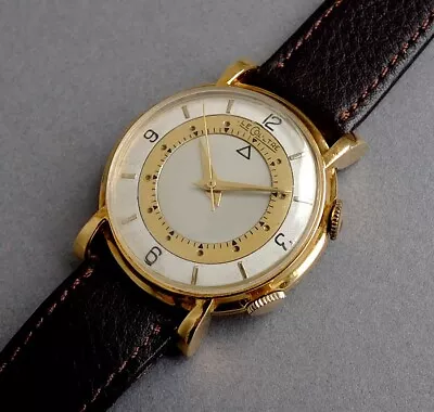 JAEGER LECOULTRE 18K Solid Gold Memovox Wrist Alarm Watch 1952 • £1725