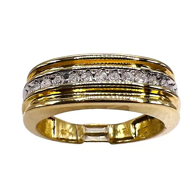 14k Yellow Gold Round Natural Diamond Men Wedding Band Ring SZ 10 • $1059.85