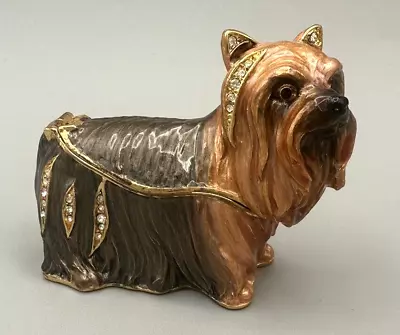 Yorkshire Terrier Trinket Box Jeweled Enameled Kubla Crafts • $28