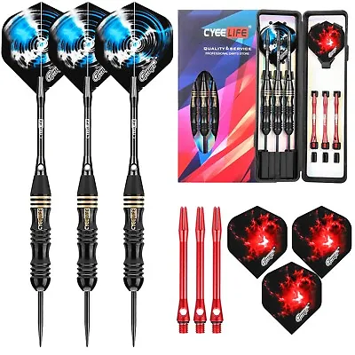 CyeeLife 24g Professional Steel Tip Darts With Case 6 Alu Shafts &Extra Flights • $11.99