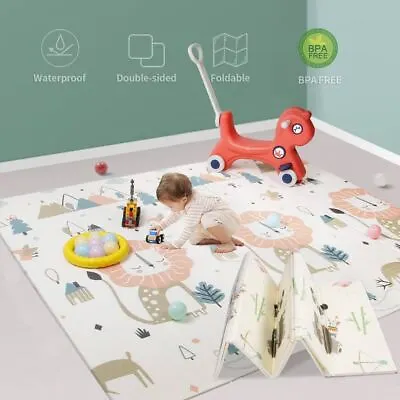 2 Sided Baby Play Mat Reversible Baby Kids Crawling Mat Folding Waterproof Mat • £29.99