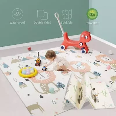 2 Sided Baby Play Mat Reversible Baby Kids Crawling Mat Folding Waterproof Mat • £14.99