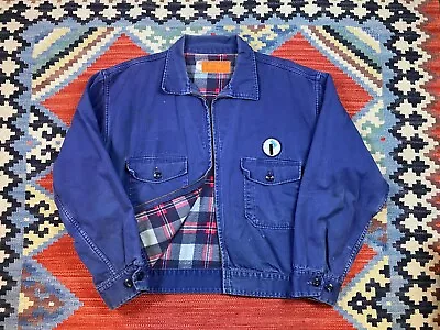 Vtg 50s 60's Work Wear Flannel Lined MECHANIC SHOP Coat Worker Jacket Zip Canvas • $249.99