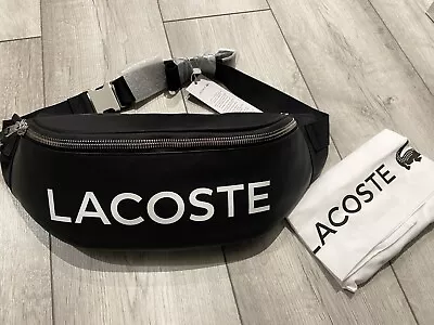 Lacoste Cow Leather Fanny Pack Waist Bag In Black (NH3286IA) NEW • £59.99