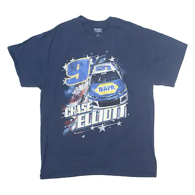 HENDRICK MOTORSPORTS Chase Elliott Mens Biker T-Shirt Blue USA L • £12.99