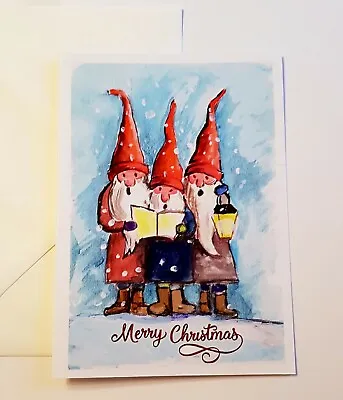 £3.50 • Buy  Christmas Greeting Card Christmas Carols Original Hand Painted Print Art