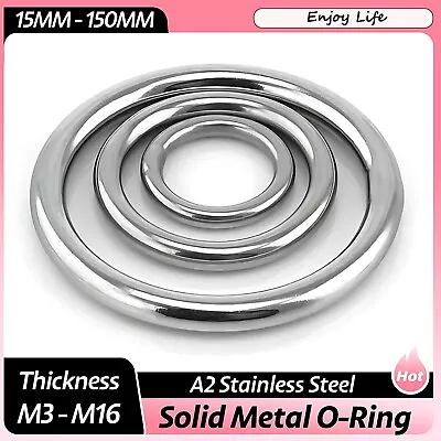 A2 Stainless Steel Heavy Duty Solid Metal O Ring Welded Smooth Round Rings • $2.15