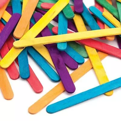 Coloured Wooden Lollipop Sticks Eco Wood Craft Mixed Media Lolly Model Making • £0.99