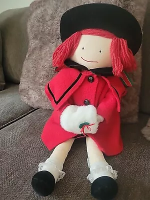 Vintage 1990's Eden Madeline 18  Stuffed Plush Christmas Doll In Hat & Red Coat  • $22.75