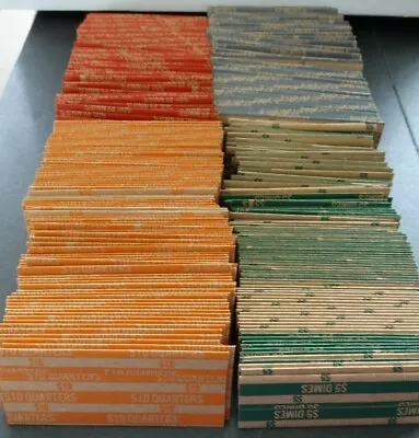 500 Assorted Flat Coin Striped Wrappers 125 Of Each Nickel Dime Quarter Penny • $11.99